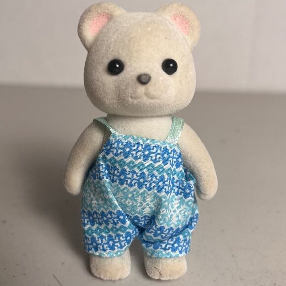 Calico Critters Snowfluff Polar Bear Dad Blue Bibs 3" Toy Figurine Collectible - Picture 2 of 7